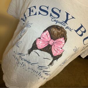 Simply Southern White Tee with Pink Bow Graphic